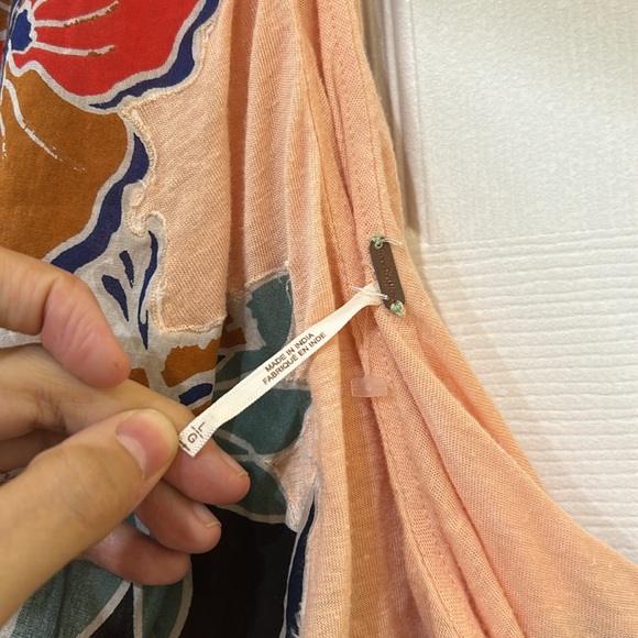 Free People One Shoulder Tropical Peach Blouse - Picture 2 of 3
